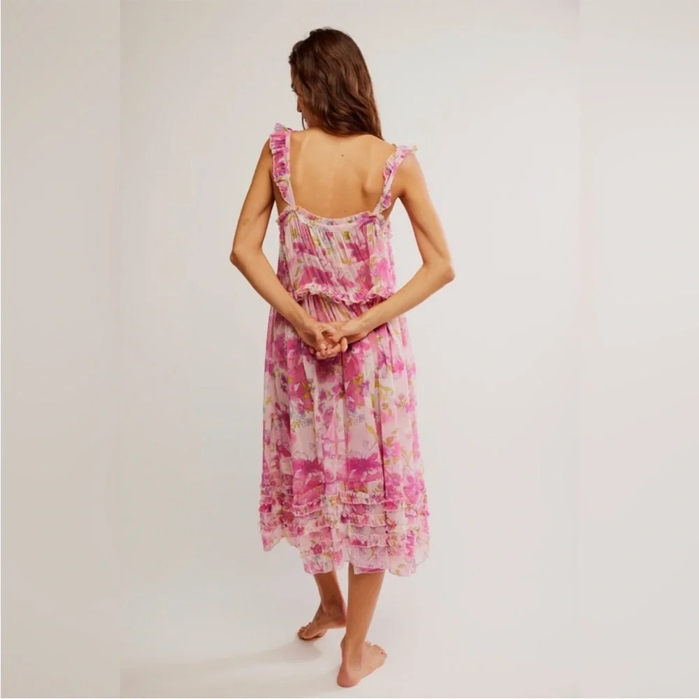 Free People Moon Phase Printed Midi Dress in Pop Combo